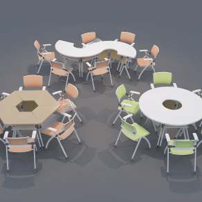 现代办公桌椅组合3D模型下载